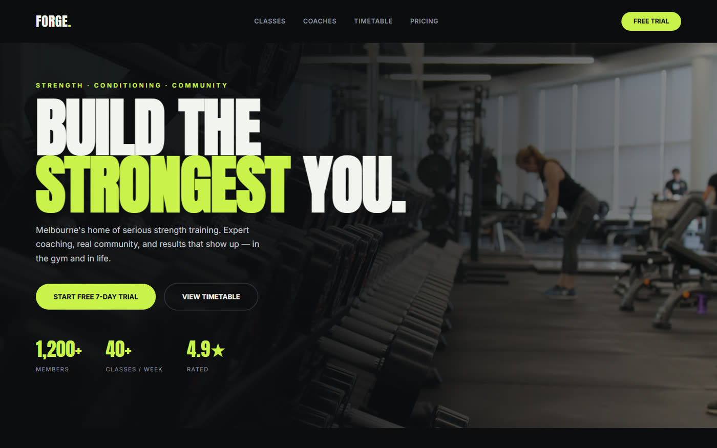 Forge Fitness gym website concept by Golden & Co.