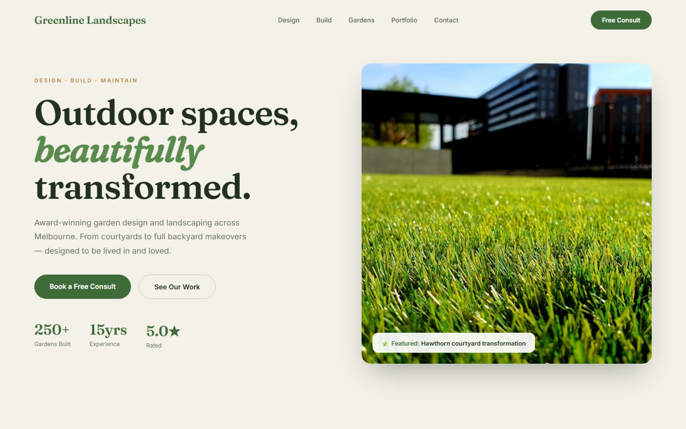 Greenline Landscapes website concept by Golden & Co.