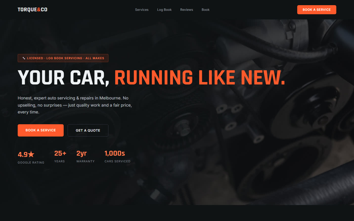 Torque & Co auto mechanic website concept by Golden & Co.