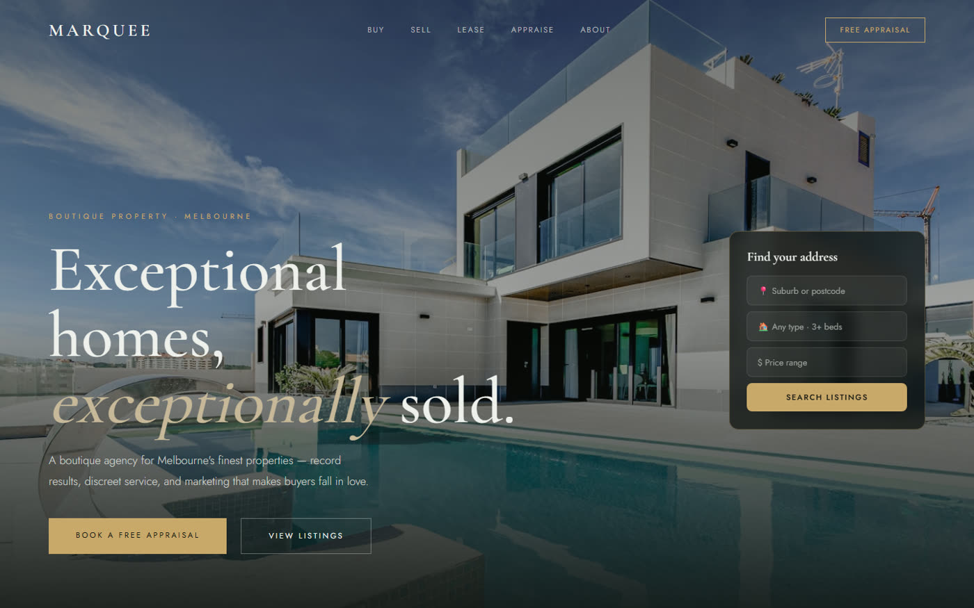 Marquee Property real estate concept by Golden & Co.